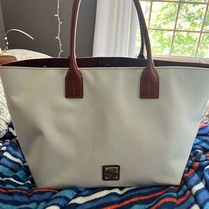 Elegant White and Brown Tote Bag